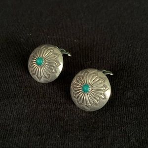 Sterling Silver Native American Clip On Earrings